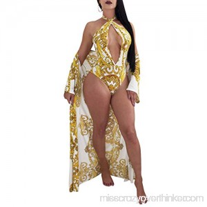Women's Colorful Swimsuit+Poncho Cover up Bikini One Piece Sets … Yellow-4 B07BKQHYRY